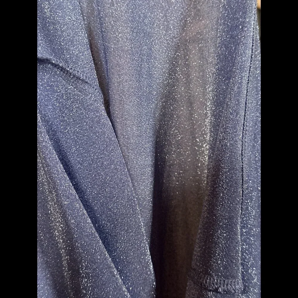 Free People Shirt Large Womens Purple Metallic Shiny Long Sleeve Nylon Top - Picture 9 of 9